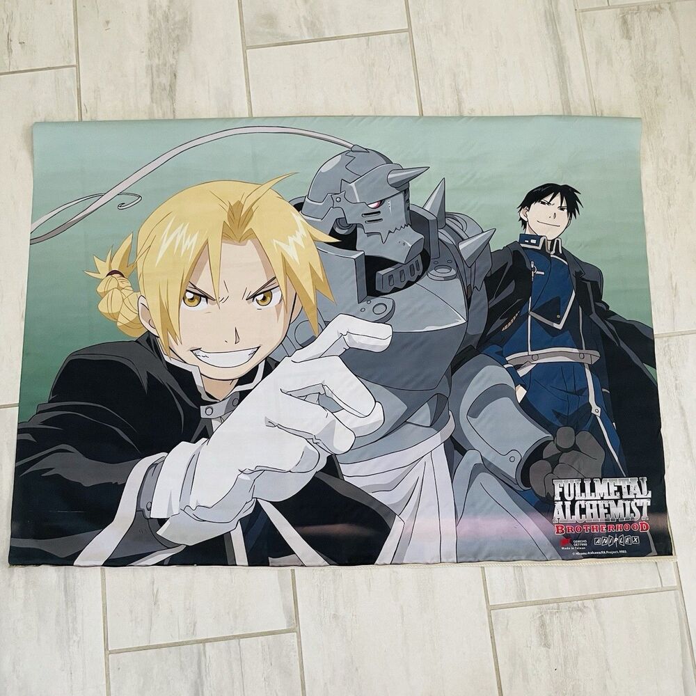 Fullmetal Alchemist Brotherhood Fabric Wall Scroll Banner Elric Roy No Rods FLAW
